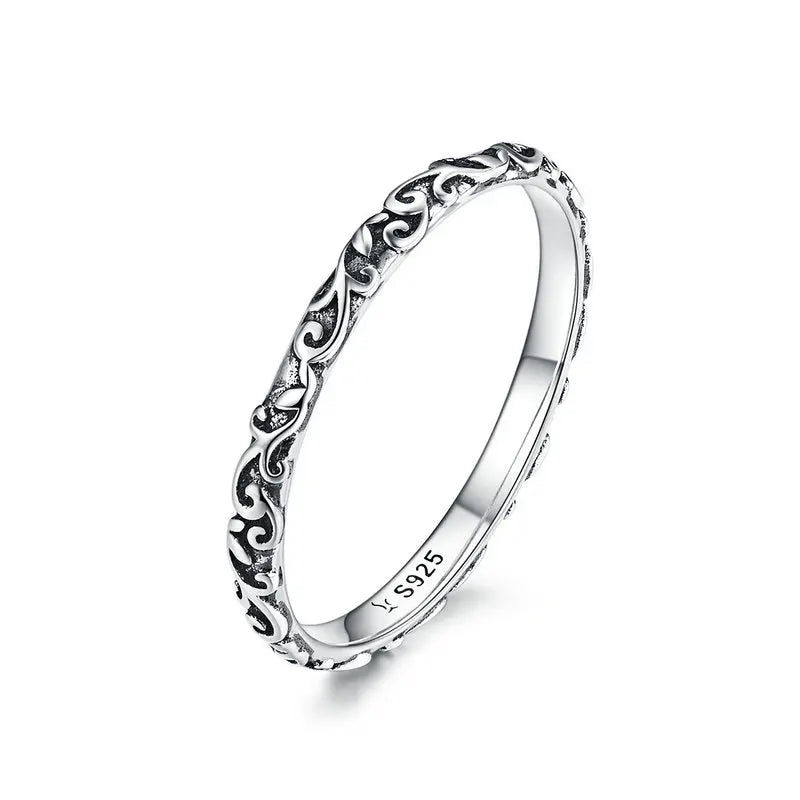 YASMINA
 Vintage 925 Sterling Silver Embossed Vintage Pattern Ring