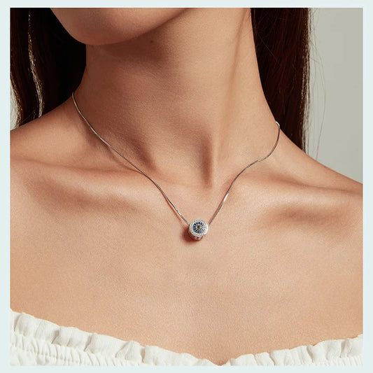 YASMINA 100% 925 Sterling Silver Blue Crystal Evil Eye Necklace Lucky Eye Neck