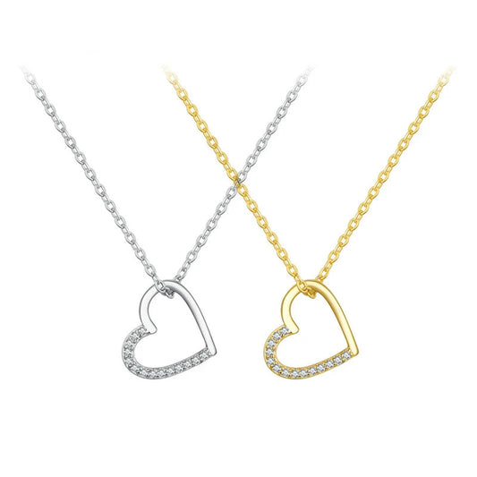 YASMINA Genuine 925 Sterling Silver The shape of love Chain Necklace for Women, Godl Plated Heart Necklace 3 Color 18.11''