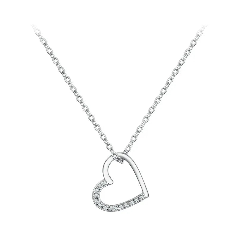 YASMINA Genuine 925 Sterling Silver The shape of love Chain Necklace for Women, Godl Plated Heart Necklace 3 Color 18.11''